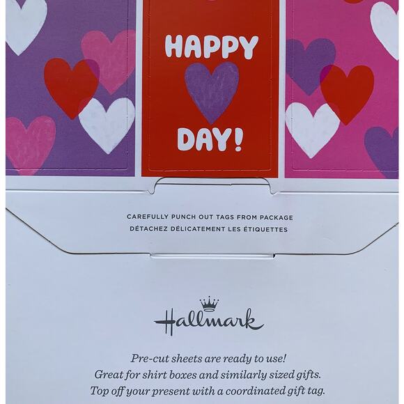 Hallmark Valentine Hugs Kisses XOXO Cute Pets 20"x30" Gift Wrap Set NEW NIP - Picture 8 of 8